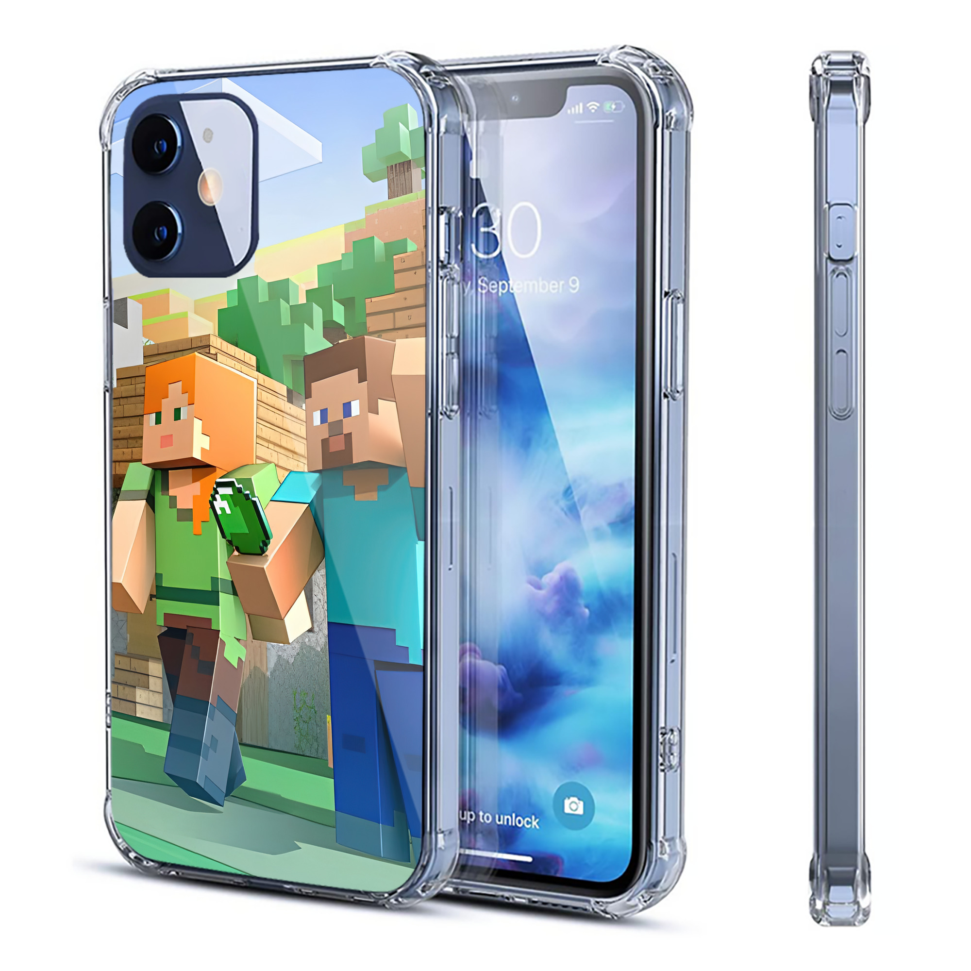 （画像用） マインクラフト ブロックの世界 Minecraft MC Block world 【iPhone 12シリーズ対応】透明スマホケース（クリアソフトケース）